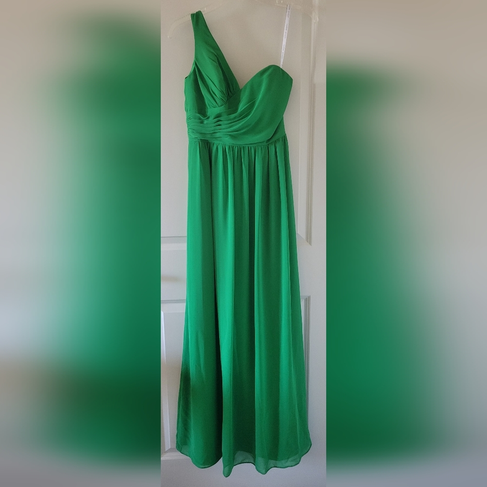 Alfred Angelo Green One Shoulder Maxi Bridesmaid Dress